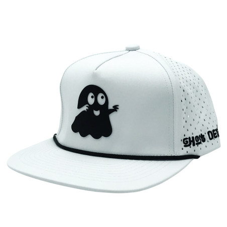 Cappello snapback Ghost Detail bianco con finiture nere.