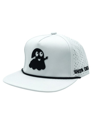 Cappello snapback Ghost Detail bianco con finiture nere.